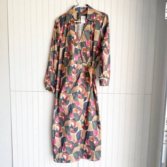 J. McLaughlin Size XL Olive Multi Geometric Harmony Mercer Dress NEW! - Picture 4 of 8